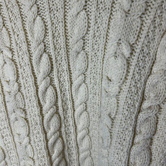Vintage Inis Crafts Ivory Cable Knit Merino Crewneck Fisherman Sweater Size M - Picture 5 of 9